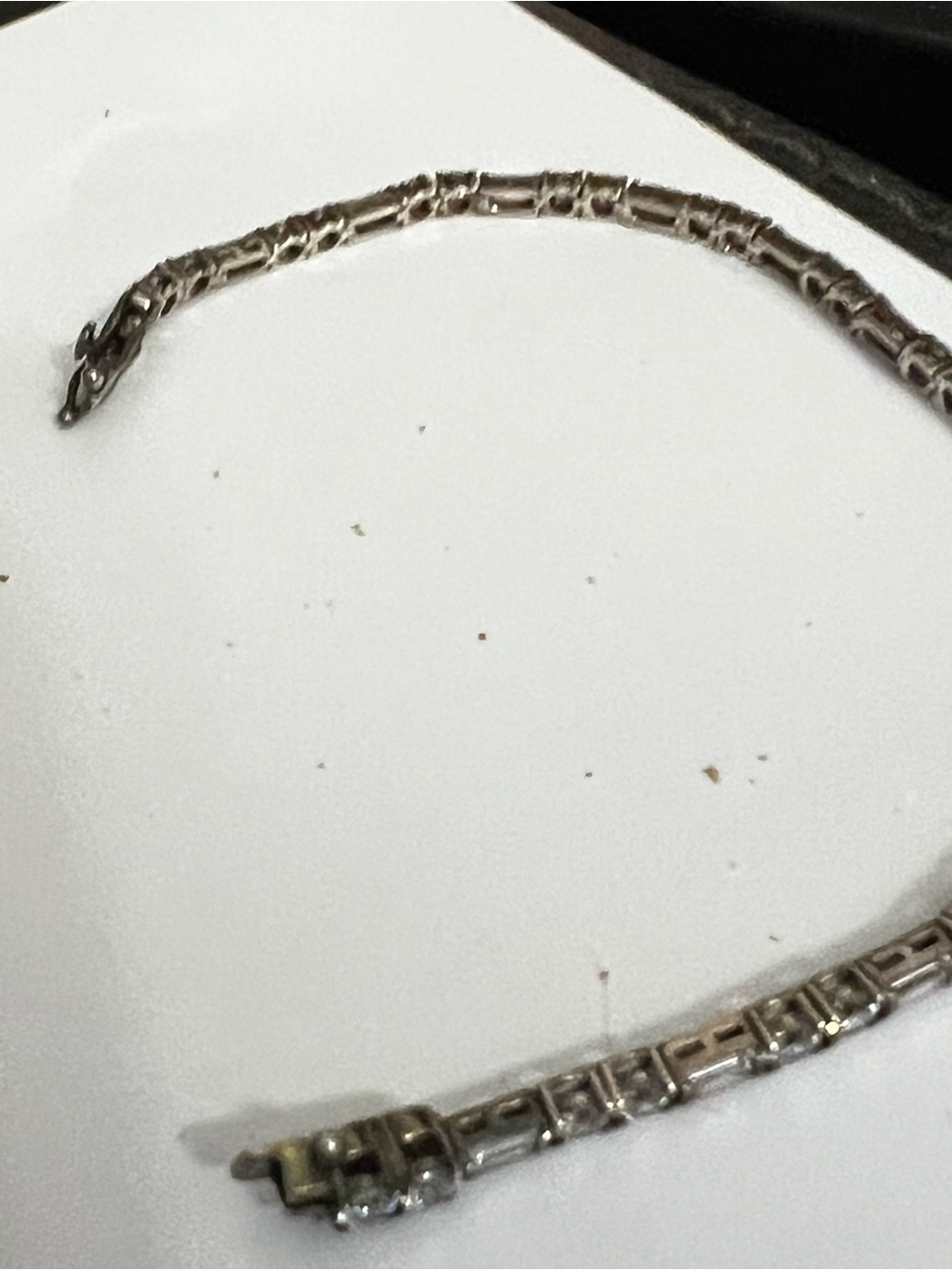 Sterling and CZ  Line Bracelet - Sparkling White Stones vintage. - Picture 4 of 14